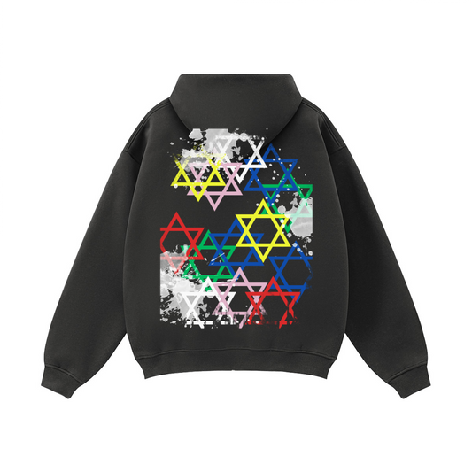 Grafiti Stars Zip-up Oversized Hoodie