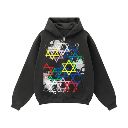 Grafiti Stars Zip-up Oversized Hoodie