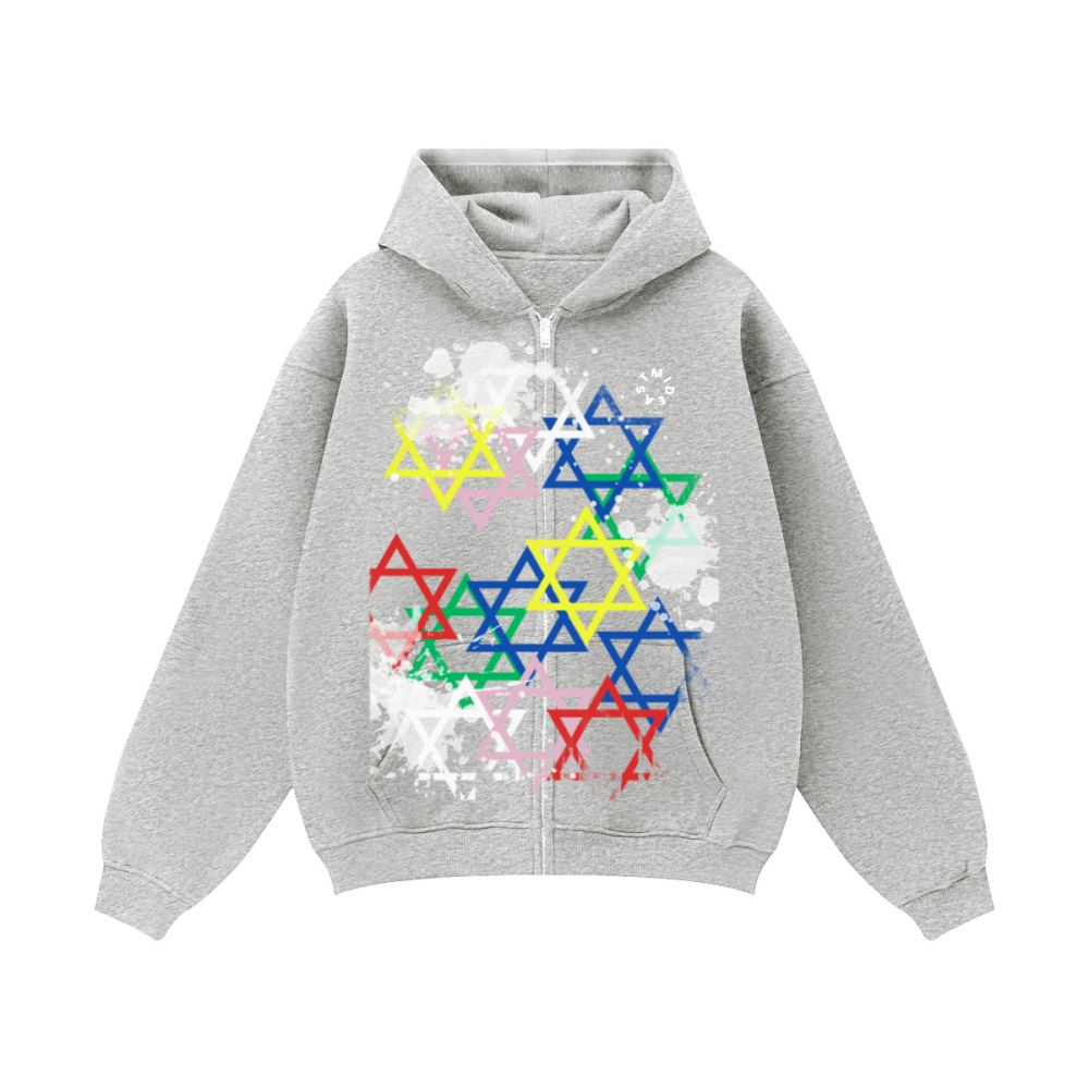 Grafiti Stars Zip-up Oversized Hoodie